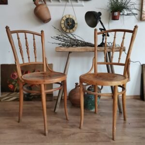 Rare Josip Povischil bentwood dining chairs with decorative details, Set of two