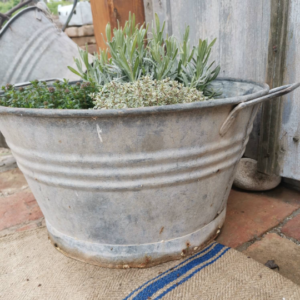 Galvanized metal water Bucket. Planter with handles. Garden decor.