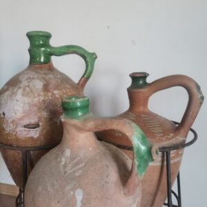 Beautiful antique set of 3 terracotta pots from central europe