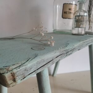 Vintage Shabby Hand-Made bench, blue wash chippy paint