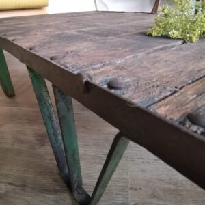 Cast iron and hardwood railway pallet table c1940s
