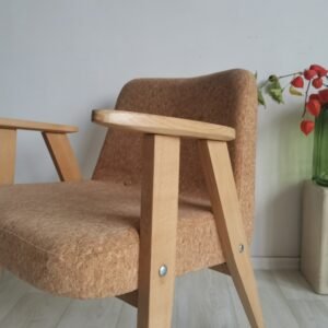 Vintage Designer Mid Century Easy Chair in Cork upholstery