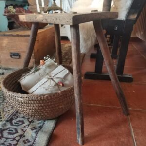 Vintage gnarly Hand-Made Milking Stool or Primitive Bedside Occasional Table
